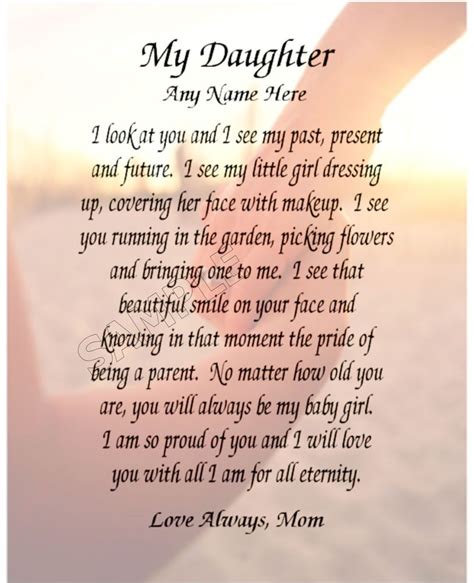 My Daughter Personalized Art Poem Memory Birthday T Specialty