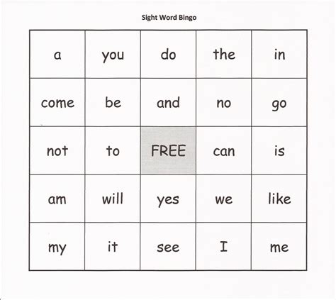 9 Best Sight Word Bingo Cards Printable