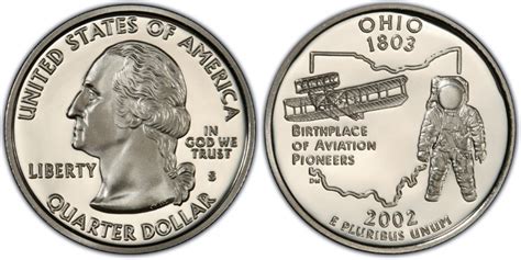 2002 S 25c Ohio Dcam Proof Washington 50 States Quarters Pcgs