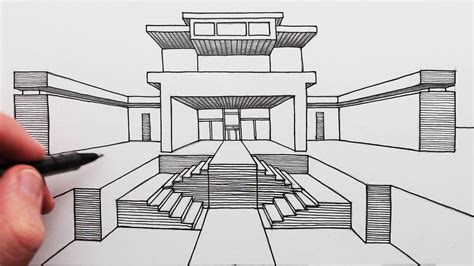 How To Draw A Building In Point Perspective Fast In