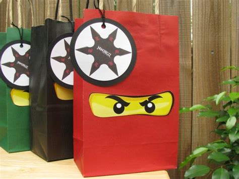 Set Of 10 Ninja Favor Bags Etsy Ninja Birthday Decorations Lego