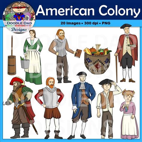 American Colony Clip Art Jamestown John Smith England Etsy