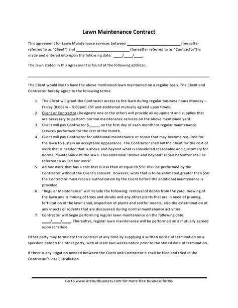 40 Professional Lawn Care Contract Templates Free