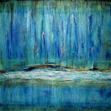 Waterfall A 3 X 36 Textured Acrylic Painting On Canvas