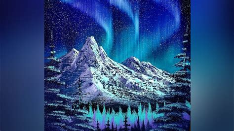 Bob Ross Style Northern Lights Tutorial By Cri Bram Beginner Landscape Painting In Oil Youtube