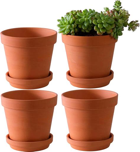 Large Terra Cotta Pots With Saucer 4 Pack Large 6 Terra Cotta Plant