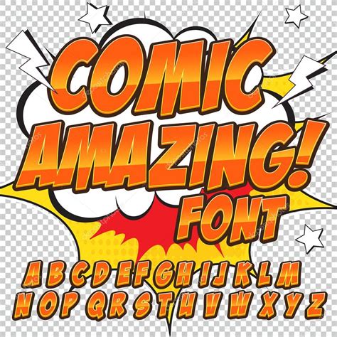 Creative High Detail Comic Font Alphabet In The Style Of Comics Pop