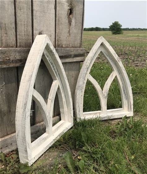 Arched Cathedral Window Frame Distressed Farmhouse Window Etsy
