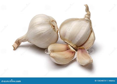 Whole Garlic And Garlic Cloves On White Background Stock Image Image