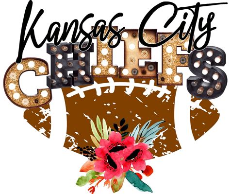Clip Art Chiefs Kansas City Football With Flowers Png And  Etsy In