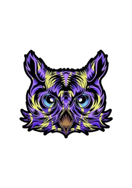 Premium Vector Owl Head Art Illustration Trends Full Color