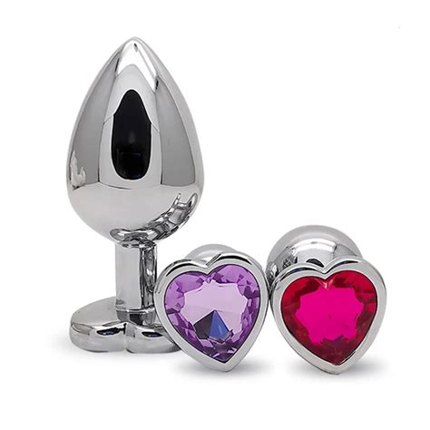 Stainless Steel Jewel Diamond Base Metal Heart Anal Plug Set Butt Plug For Men Adult Woman