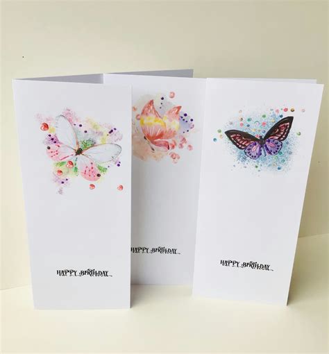 Birthday Card 3pk Butterfly Designcard Packh Folksy
