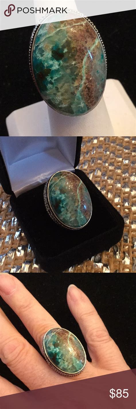 Stunning Genuine Chrysocolla Ring Chrysocolla Ring Mineral Jewelry