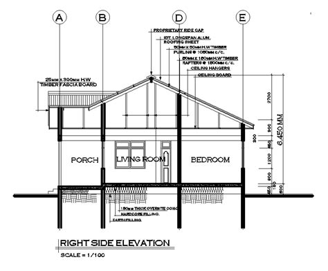 Right Side Section View Of 20x11m Twin House Plan Is Given In This