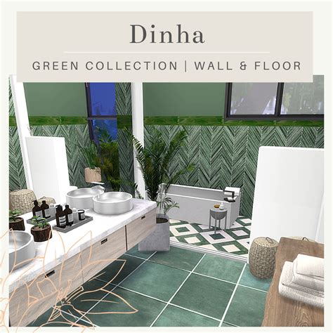Green Collection Wall And Floor From Dinha Gamer Sims 4 Downloads