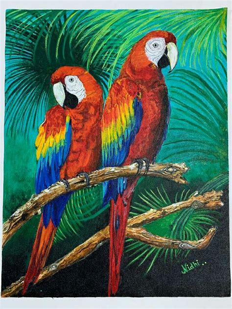 Scarlet Macaws Bird Paintings On Canvas Bird Painting Acrylic Parrot