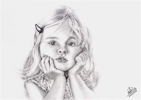 Little Girl Pencil Drawing