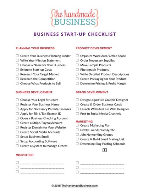 Printable Business Startup Checklist Template Printable World Holiday