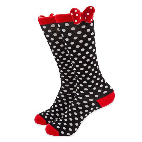 Disney Knee Socks For Women Minnie Mouse With Bow And Polk