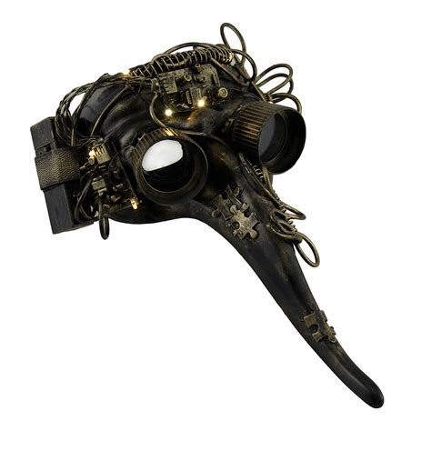 Metallic Steampunk Plague Doctor Led Light Up Mask Wgoggles Ebay