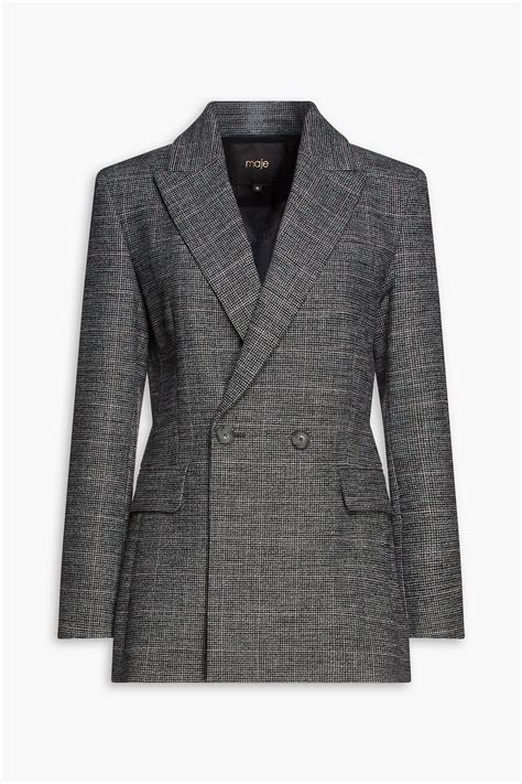 MAJE Double Breasted Houndstooth Tweed Blazer THE OUTNET