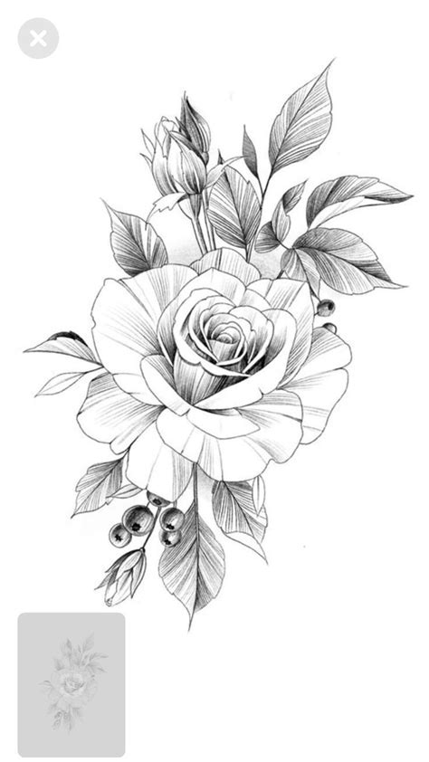 Untitled Rose Drawing Tattoo Tattoos Rose Tattoos