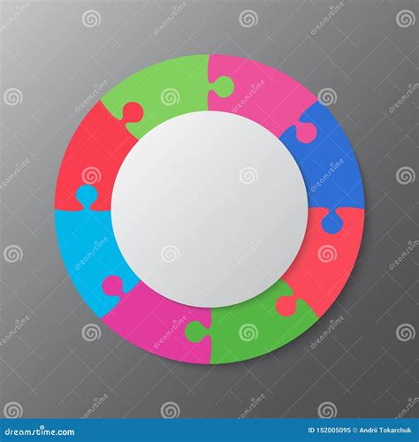 Eight Pieces Jigsaw Puzzle Circles Diagram Graphic Stock Vector