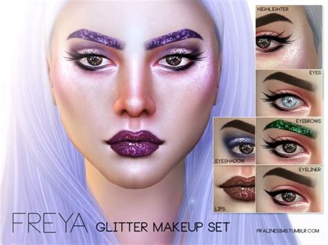 The Sims Resource Freya Glitter Makeup Set By Pralinesims
