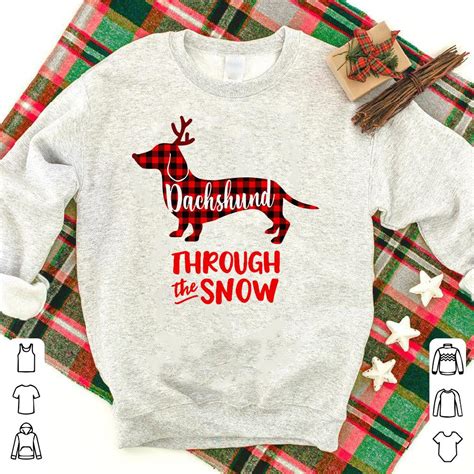 Dachshund Through The Snow Shirt Hoodie Sweater Longsleeve T Shirt