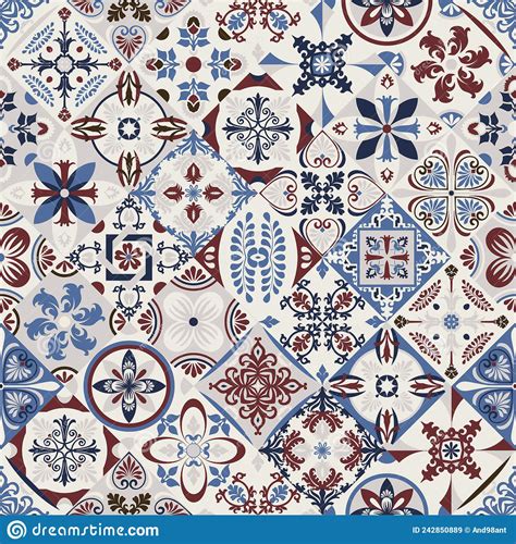 837vector Tile Pattern Lisbon Floral Mosaic Stock Vector