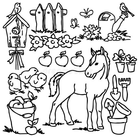 Farm Cartoon Coloring Stock Illustrations 10923 Farm Cartoon