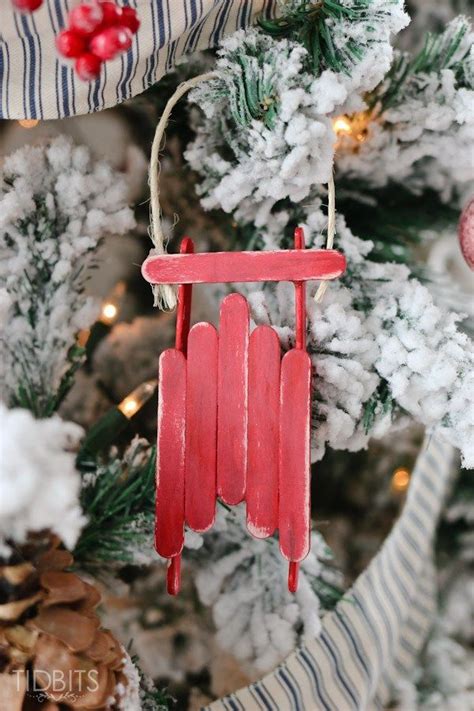 Popcycle Stick Sled Ornament Tidbits Diy Christmas Ornaments