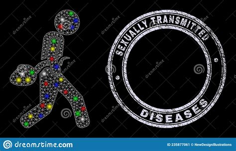 Textured Sexually Transmitted Diseases Seal And Illuminated Net Guy