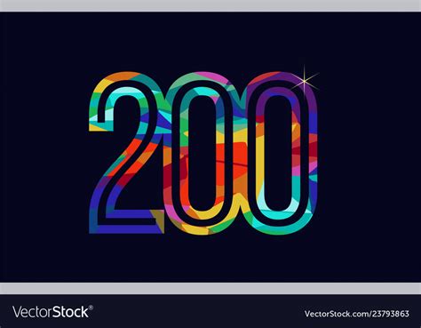 Rainbow Colored Number 200 Logo Company Icon Vector Image