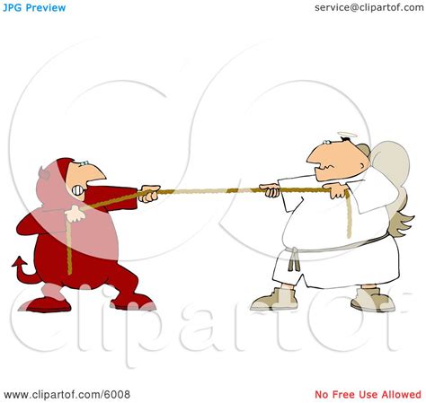 Tug Of War Battle Between Good And Evil Devil And Angel