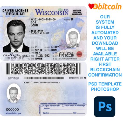 Wisconsin Driver License Template Usa Templates