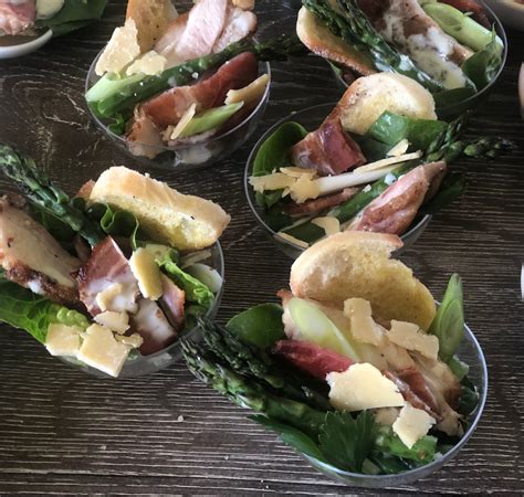 Fill each cup with about 2 teaspoons of the chicken mixture. Mini Caesar Salad Cups with Baby Asparagus - Stay at Home Mum