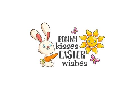 Bunny Kisses Easter Wishes Cute Rabbit And Typography