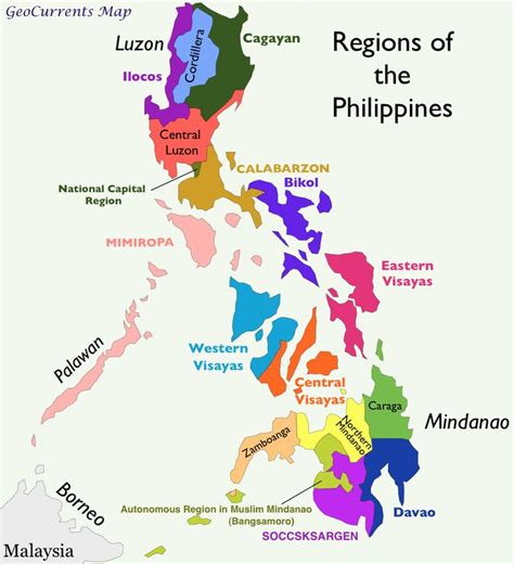 Philippines Regions Map Regions Of The Philippines Philippine Map Philippines Culture