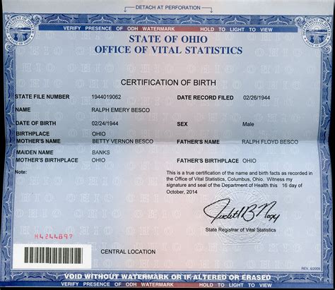 Ohio Birth Certificate Tutoreorg Master Of Documents