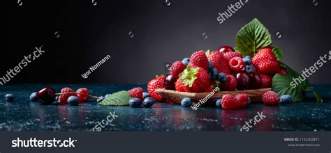 Berries Closeup Colorful Assorted Mix Strawberry Stock Photo 1152304871