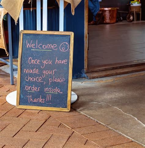 Blackboard Sign Outside Casual Outdoor Cafe Stock Photo Image Of