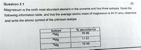 Solved Question 3 1 3 Magnesium Is The Ninth Most Abundant Element