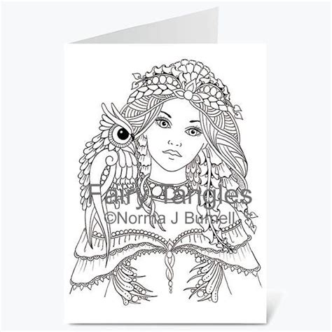 Printable Fairy Tangles Greeting Cards To Color By Norma J Colouring