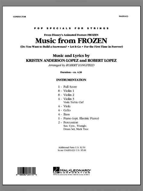 Music From Frozen Sheet Music Complete Collection For Orchestra