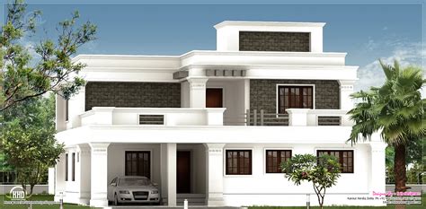 Flat Roof Villa Exterior In 2400 Sqfeet Kerala Home Design And Floor