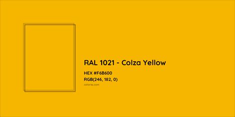 About Ral 1021 Colza Yellow Color Color Codes Similar Colors And