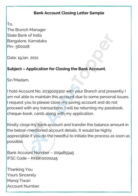 Account Closing Letter To Bank Sample Word Excel Temp Vrogue Co
