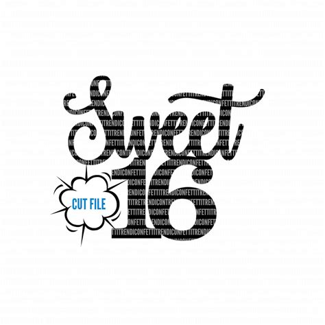Sweet 16 Svg Birthday Svg Files Cake Topper Svg Birthday Svg For